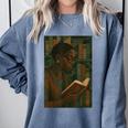 Geometric History Educated Women Teacher Book Melanin Comfort Colors Sweatshirt Denim