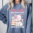 Girl Who Loves Cats And Books Cute Comfort Colors Sweatshirt Denim Girl Who Loves Cats And Books Cute Comfort Colors Sweatshirt Denim