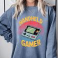 Handheld Gamer Retro Portable Console Nostalgia Comfort Colors Sweatshirt Denim