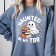 Haunted By My TBR Cute Ghost Book Reading Teacher Halloween Comfort Colors Sweatshirt Denim