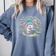 Hedgehog Reading Book Lake Scenery Reading Comfort Colors Sweatshirt Denim