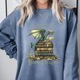I'm Not A Bookworm I'm A Book Dragon Comfort Colors Sweatshirt Denim