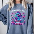 Just A Girl Who Loves Dragons And Books Cute Dragon Reading Premium Tri-Blend Comfort Colors Sweatshirt Denim