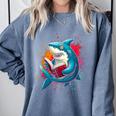Kawaii Shark Reads Book Reading Library Book Bookworm Comfort Colors Sweatshirt Denim Kawaii Shark Reads Book Reading Library Book Bookworm Comfort Colors Sweatshirt Denim