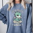 Kids I Read Past My Bedtime Cute Book Dragon Pajama Comfort Colors Sweatshirt Denim