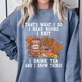 Knitting Reading Books Drinking Tea Knitter Knit Comfort Colors Sweatshirt Denim Knitting Reading Books Drinking Tea Knitter Knit Comfort Colors Sweatshirt Denim