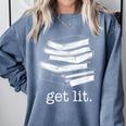 Let's Get Lit Books Comfort Colors Sweatshirt Denim