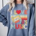 I Love 70's Music Retro Style Nostalgia Cassette 1970s Party Comfort Colors Sweatshirt Denim