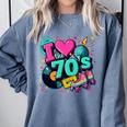 I Love The 70s Retro Cassette Roller Vinyl Disco Nostalgia Comfort Colors Sweatshirt Denim