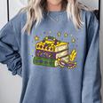 Mardi Gras Book Lover Reading Reader Men Women Kids Comfort Colors Sweatshirt Denim