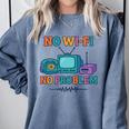No Wi-Fi No Problem – Retro Dial Up Tech Nostalgia Premium Tri-Blend Comfort Colors Sweatshirt Denim
