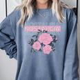 Nostalgia 80s 90s Retro Style Graphics Rose Pink Flower Comfort Colors Sweatshirt Denim