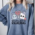 Nothing Beats Reading Rock Paper Scissors Book Lover Teacher Comfort Colors Sweatshirt Denim
