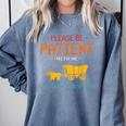 Please Be Patient With Me I'm From The 1900s 2024 Mom Dad Comfort Colors Sweatshirt Denim
