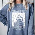 PROUDLY ANTI-SOCIAL MEMBER OF THE Introverted Book Club Comfort Colors Sweatshirt Denim PROUDLY ANTI-SOCIAL MEMBER OF THE Introverted Book Club Comfort Colors Sweatshirt Denim