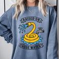 Raised On Hose Water Nostalgia Lovers Summer Vibes Comfort Colors Sweatshirt Denim