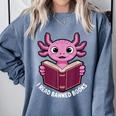 I Read Banned Books Axolotl Reading Comfort Colors Sweatshirt Denim