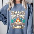 Read More Books Camping Outdoors Travel Campfire Smores Comfort Colors Sweatshirt Denim
