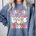 Read More Books Ghosts Reading Book Teacher Halloween Comfort Colors Sweatshirt Denim