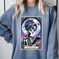 The Reader Tarot Card Reading Skeleton Skull Book Lover Comfort Colors Sweatshirt Denim