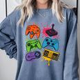 Retro Gamer Controller 80s 90s Video Game Arcade Nostalgia Comfort Colors Sweatshirt Denim