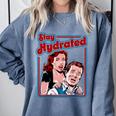 Retro Vampire Book Cover Style Stay Hydrated Halloween Comfort Colors Sweatshirt Denim