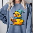 Rubber Duck Reading Book Rubber Duckie Reader Coffee Lover Comfort Colors Sweatshirt Denim