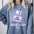 Save Icon IRL Retro Tech Humor Floppy Disk 90s Nostalgia Comfort Colors Sweatshirt Denim