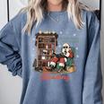 He Sees What You'Ve Been Reading Santa Christmas Bookish Comfort Colors Sweatshirt Denim