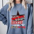 Sock Hop Fabulous Fifties Rock N Roll Automobile Nostalgia Comfort Colors Sweatshirt Denim