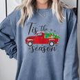 Tis The Season Holiday Nostalgia Red Truck Comfort Colors Sweatshirt Denim