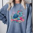 Turtle Bookworm Reading Book Bookworm Book Nerd Cute Graphic Comfort Colors Sweatshirt Denim