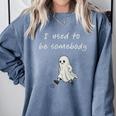 I Used To Be Somebody Nostalgia Halloween Spooky Season Premium Tri-Blend Comfort Colors Sweatshirt Denim