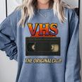 VHS Tape Nostalgia Old School Technology Humor Premium Comfort Colors Sweatshirt Denim