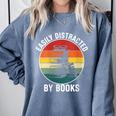 Women's Easily Distracted By Books Comfort Colors Sweatshirt Denim