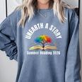 Women's Unearth a Story 2026 Summer Reading Program Tree Book Comfort Colors Sweatshirt Denim