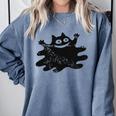 Yk2 Grunge Scary Cat With Tail Tomboy 90s Nostalgia Indie Premium Tri-Blend Comfort Colors Sweatshirt Denim