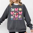 100 Days Of School Coquette Bow School Bus Pencil Books Comfort Colors Sweatshirt Pepper