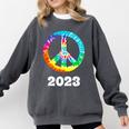 2023 Graduation Class Year Tie Dye Peace Sign Graduate Shirt Comfort Colors Sweatshirt Pepper