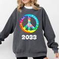 2033 Graduation Class Year Tie Dye Peace Sign Comfort Colors Sweatshirt Pepper