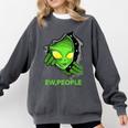 Alien Face Ew People UFO Introvert Meme Men Women Kids Comfort Colors Sweatshirt Pepper