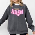 Angel Y2k Aesthetic 2000s Millennial Nostalgia Retro Pink Comfort Colors Sweatshirt Pepper