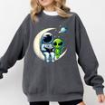 Astronaut Reading Book To Alien Shirt Moon Space Lover Kids Comfort Colors Sweatshirt Pepper