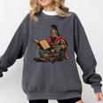 Attila The Hun Reading A Book Comfort Colors Sweatshirt Pepper