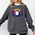 Awkward But Loyal Penguin Synthwave Vapowave Introvert Comfort Colors Sweatshirt Pepper