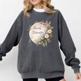 Barely Tolerable Book Lover Bookish Floral Bookworm Comfort Colors Sweatshirt Pepper