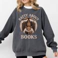 Batty About Books Reading Book Lover Men Women Distressed Comfort Colors Sweatshirt Pepper