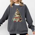 Book Christmas Tree Books Lovers Xmas Teacher Men Women Kids Comfort Colors Sweatshirt Pepper