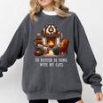 Cat Lover I'd Rather Be Home With My Cats Introvert Cozy Comfort Colors Sweatshirt Pepper