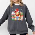 Christmas Gingerbread Man Reading Book Snowflake Teacher Comfort Colors Sweatshirt Pepper